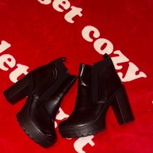 Black Chunky Heel Ankle Boots
